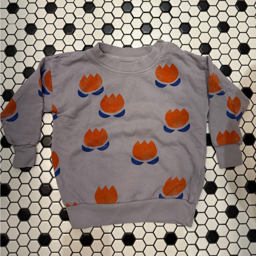 Bobo Choses Light Purple Sweatshirt with Orange Flowers